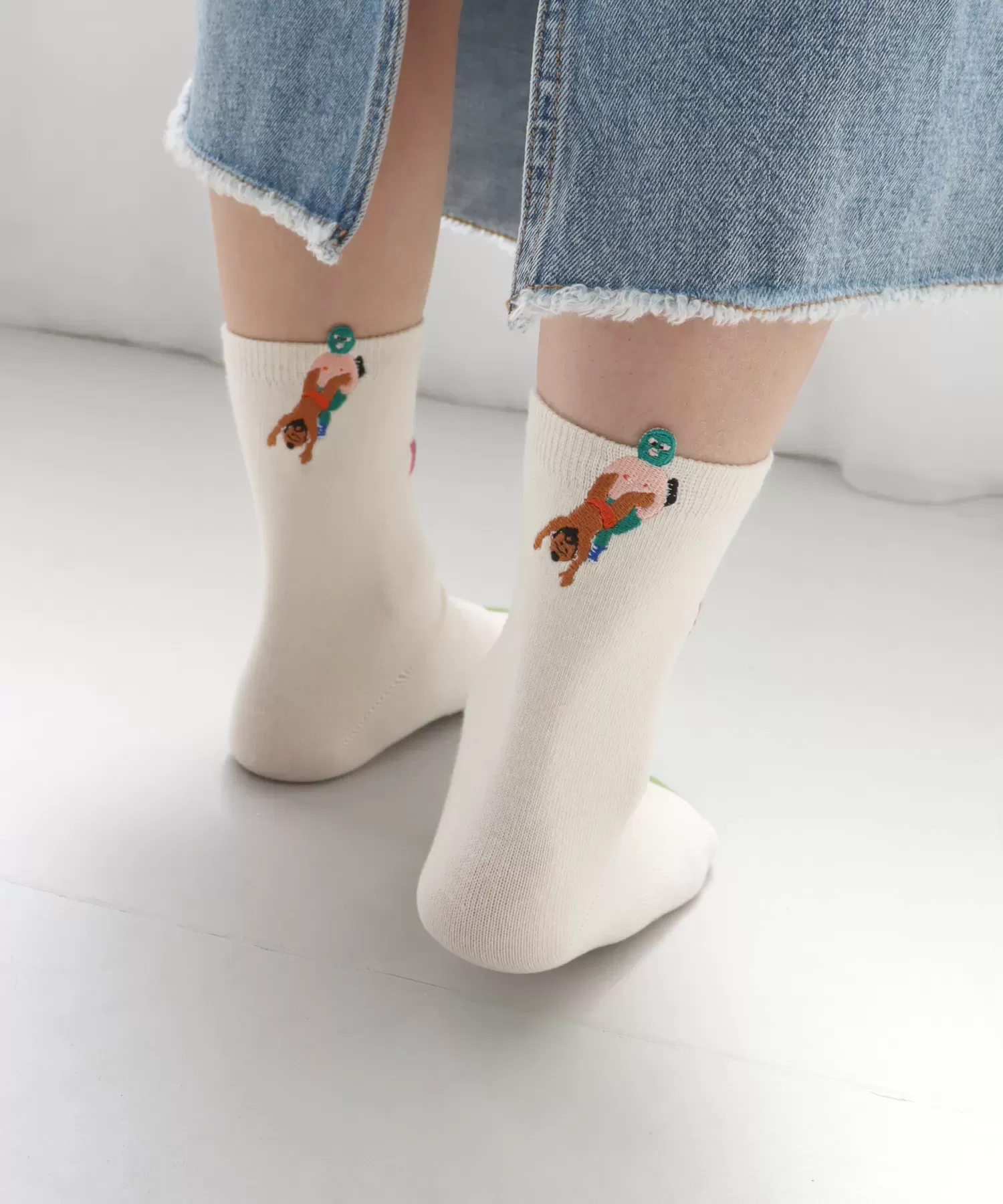 プロレス はみ出し刺繍 ショートソックス ２Ｐ