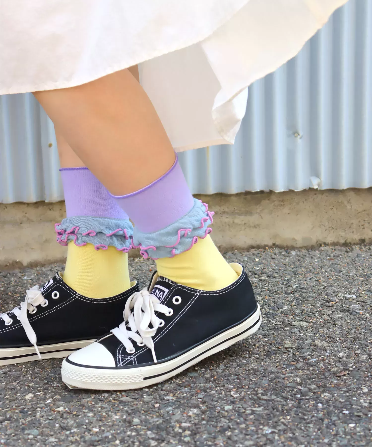 ダブルフリル  クルーソックス ２Ｐ