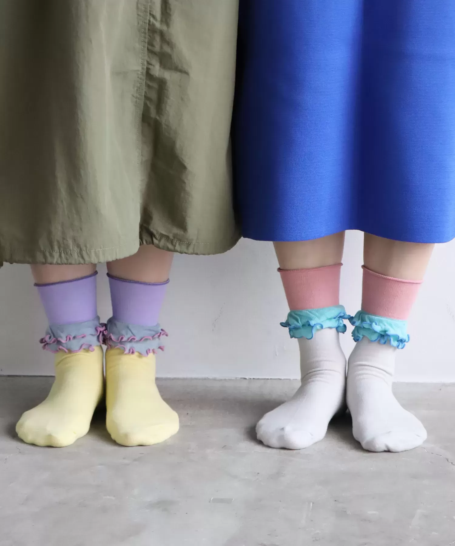 ダブルフリル  クルーソックス ２Ｐ