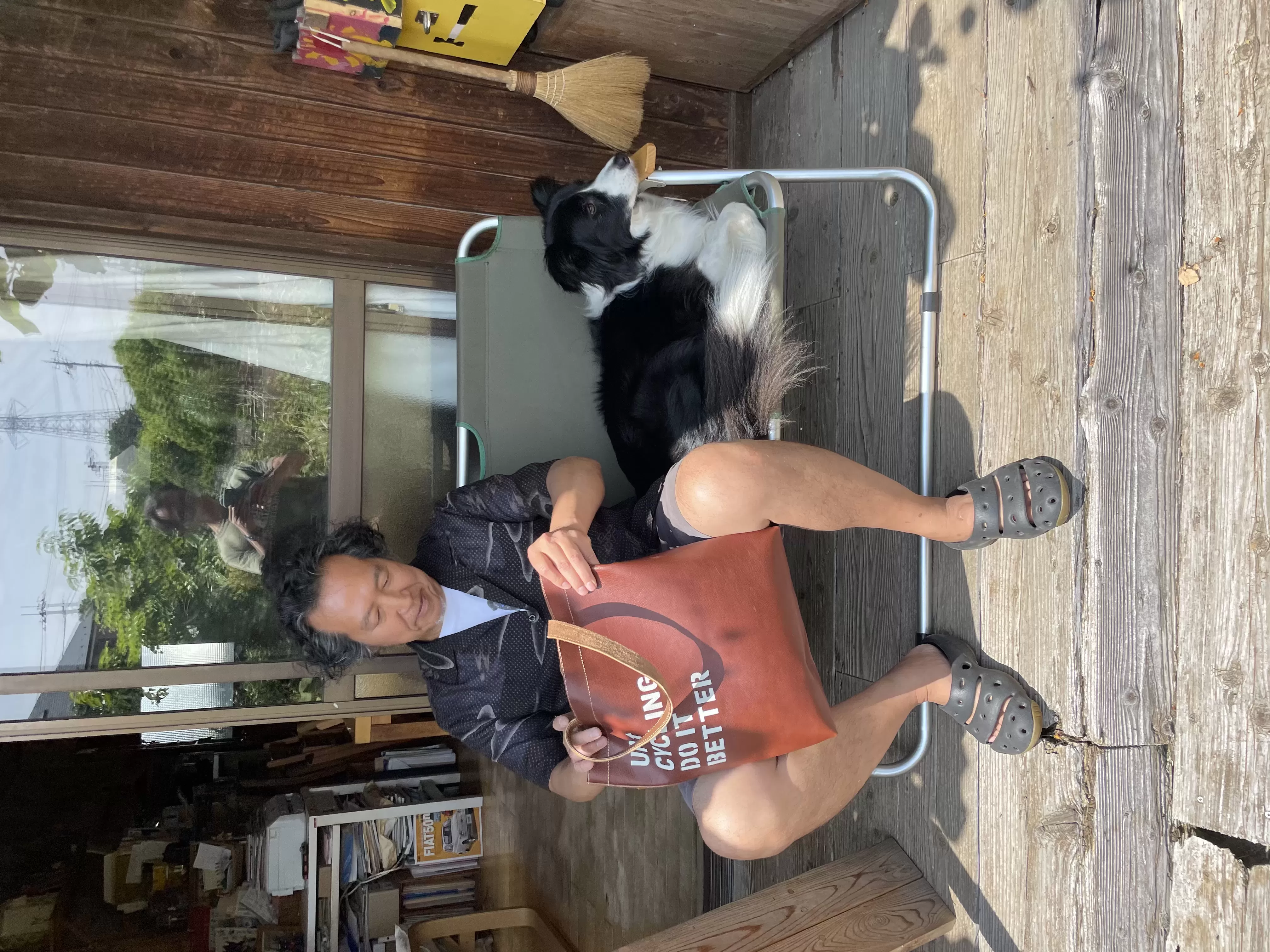 UM LEATHER TOTE / 012  Chocolate blown x Brown beige