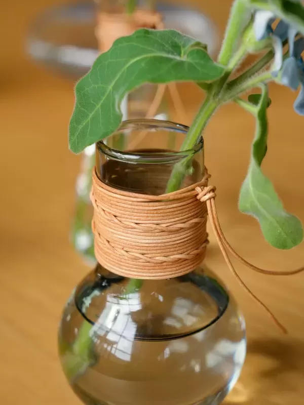 HS3673/HS3674  レザー ガラスベース ラウンド クリア/グレー