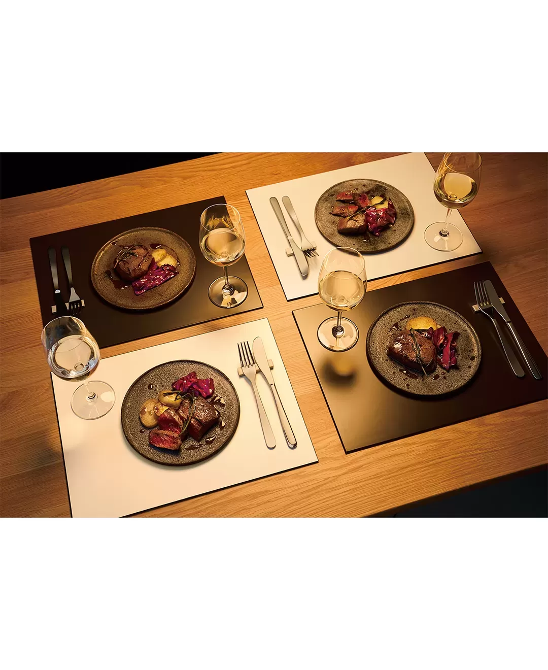 ダイニングトレー　レクタングル　ライトオレンジ / ネイビー