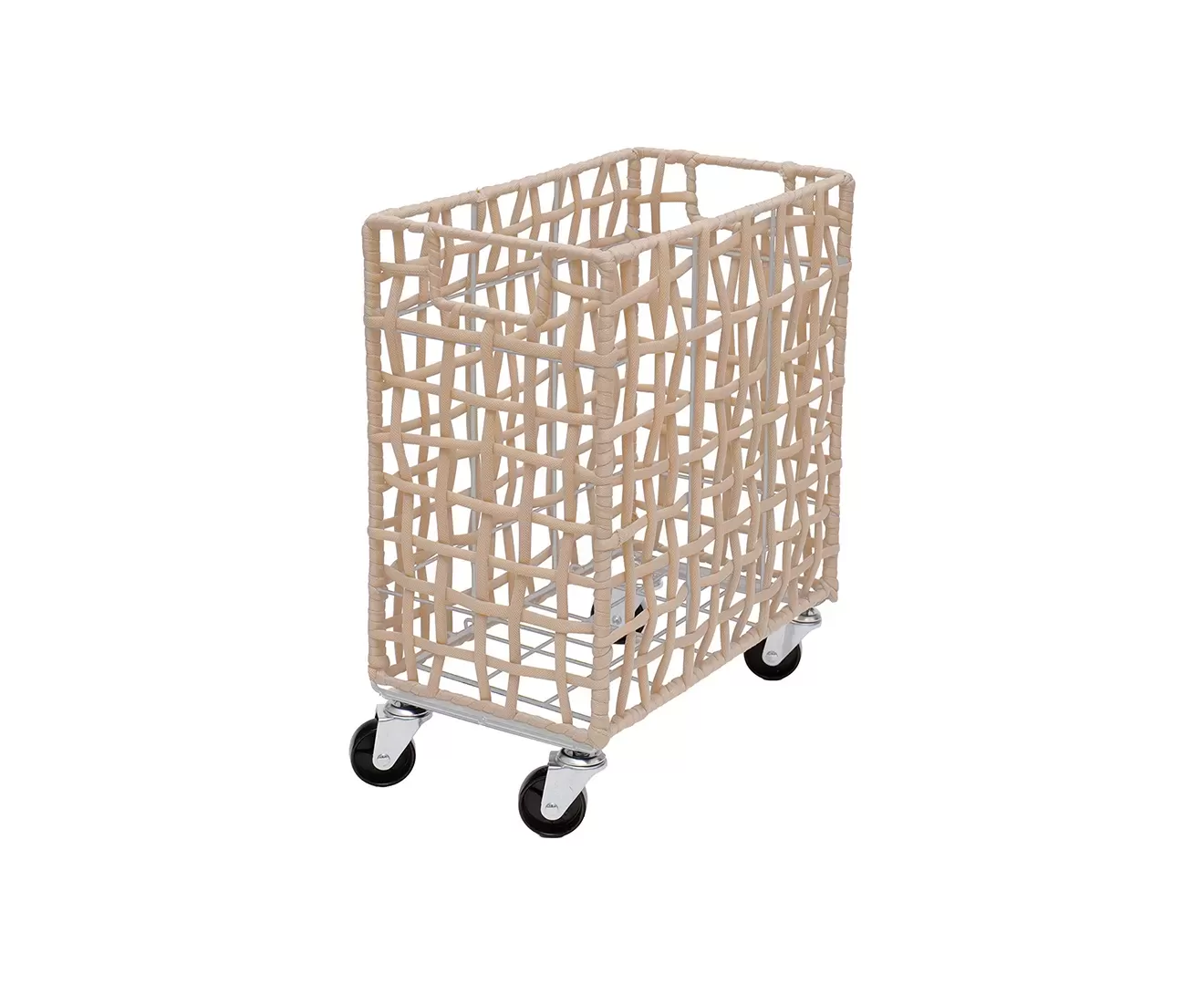 003426 FOLDING ROUGH KNIT LAUNDRY BASKET with CASTER 28L/SLIM