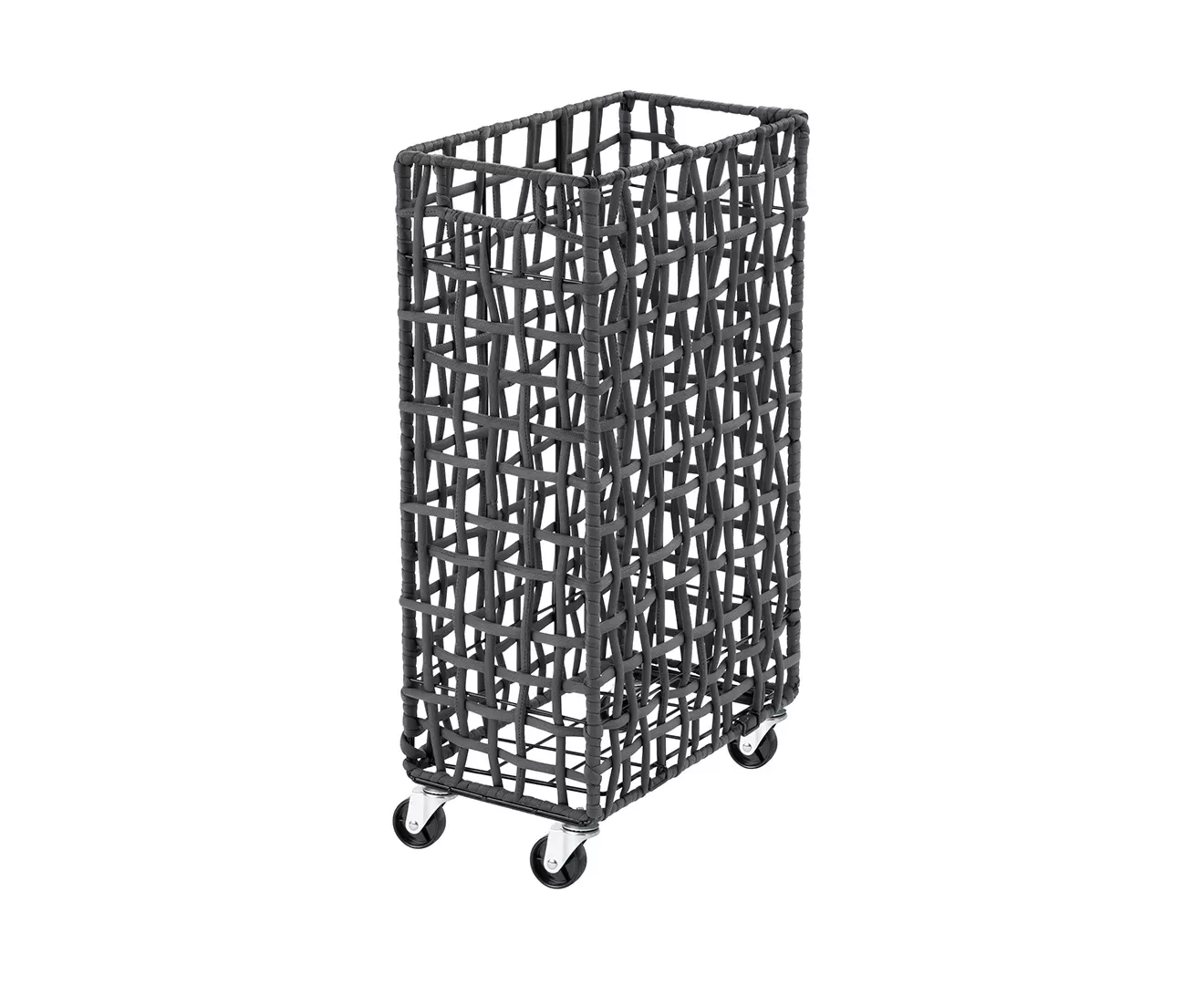003427 FOLDING ROUGH KNIT LAUNDRY BASKET with CASTER 40L/SLIM