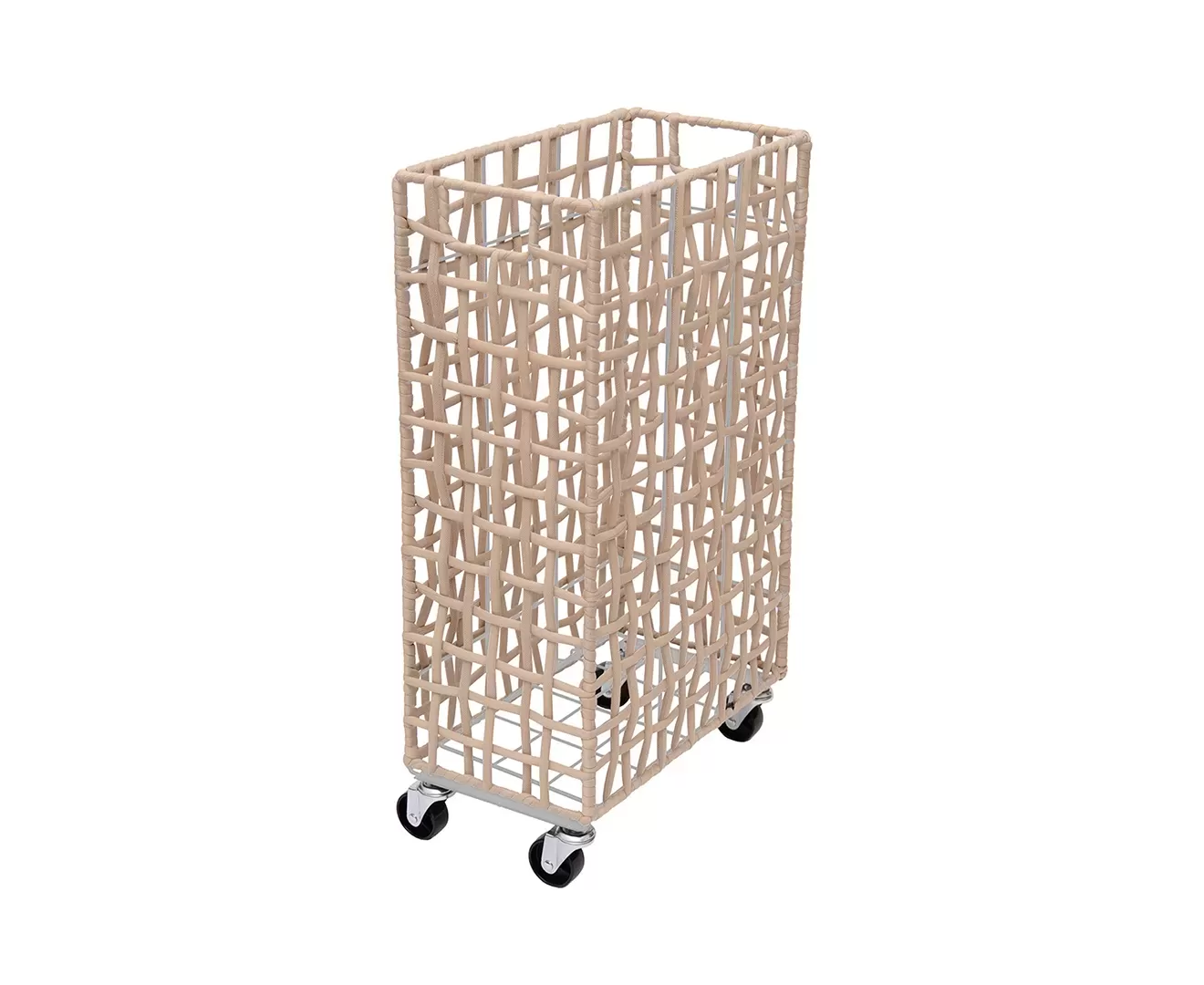 003427 FOLDING ROUGH KNIT LAUNDRY BASKET with CASTER 40L/SLIM