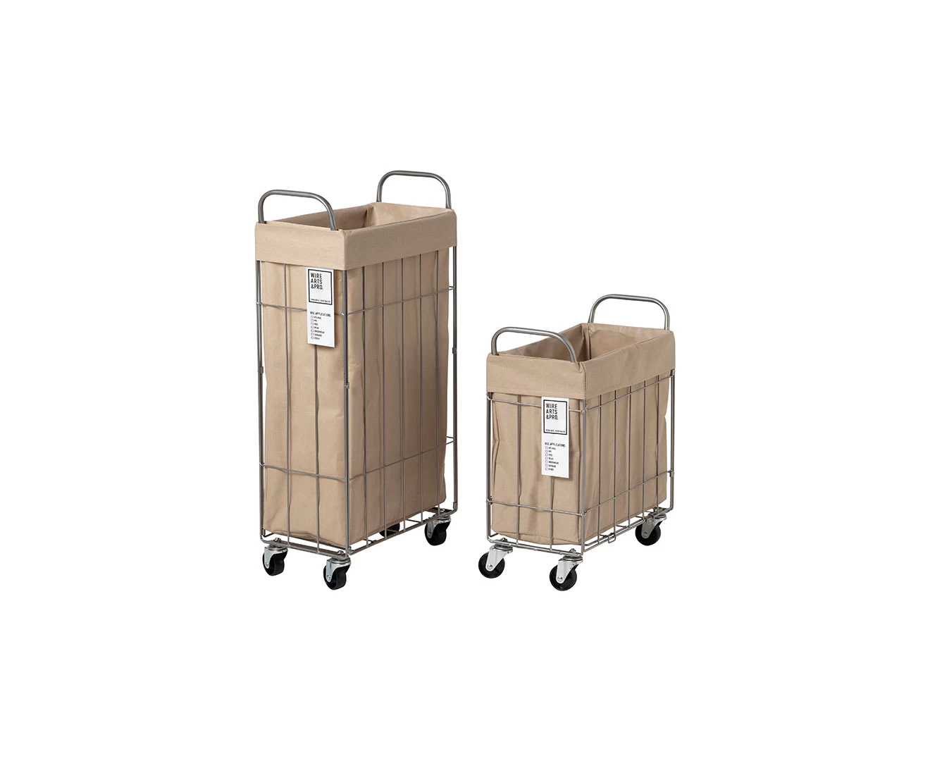 003307 WIRE ARTS&PRO FOLDING LAUNDRY SQUARE BASKET with CASTER 40L/SLIM
