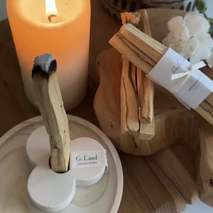 Positive Energy Palo Santo Bottle & Eco Stone Holder set
